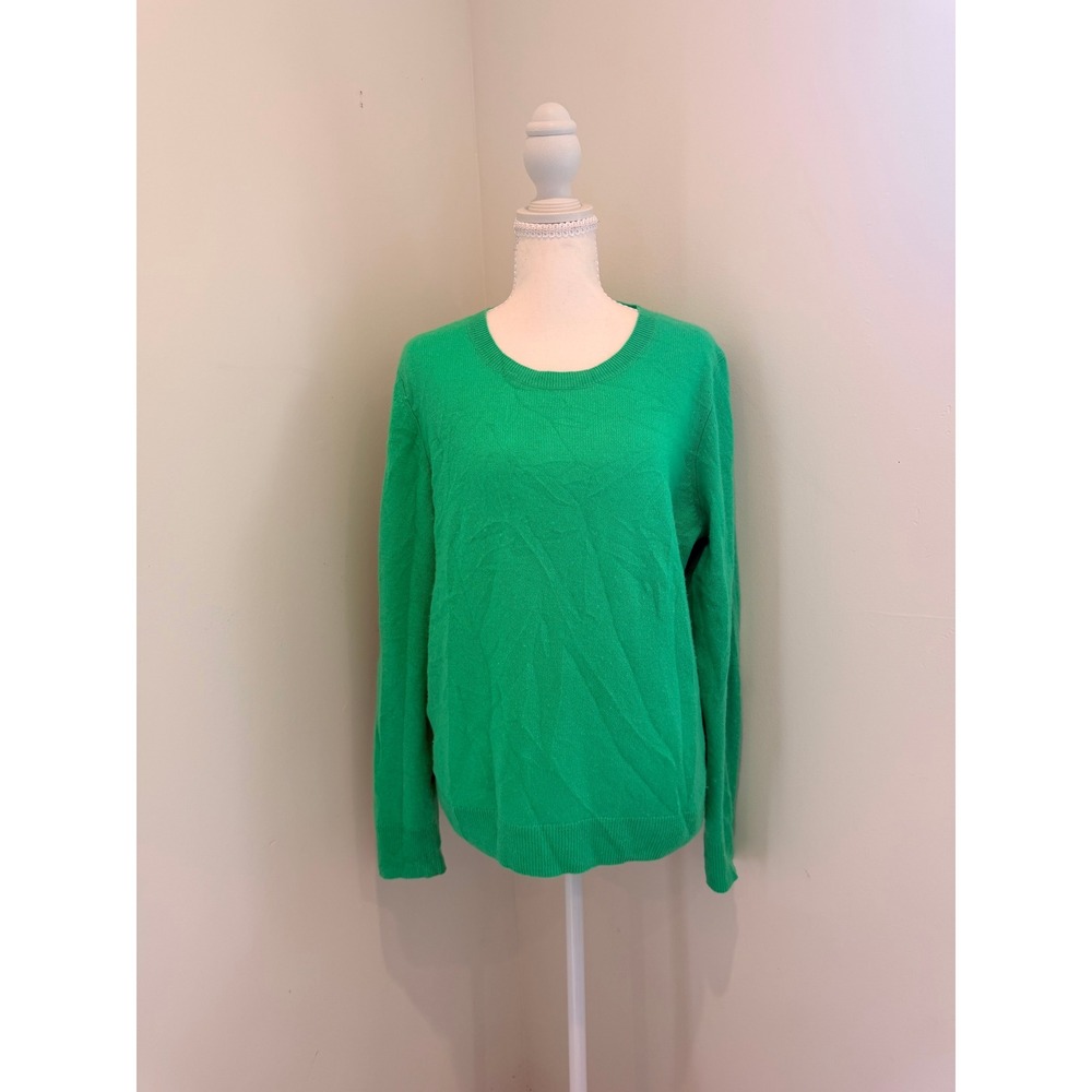 Nordstrom 100% Cashmere Crewneck Sweater Kelly Green Women Size Large